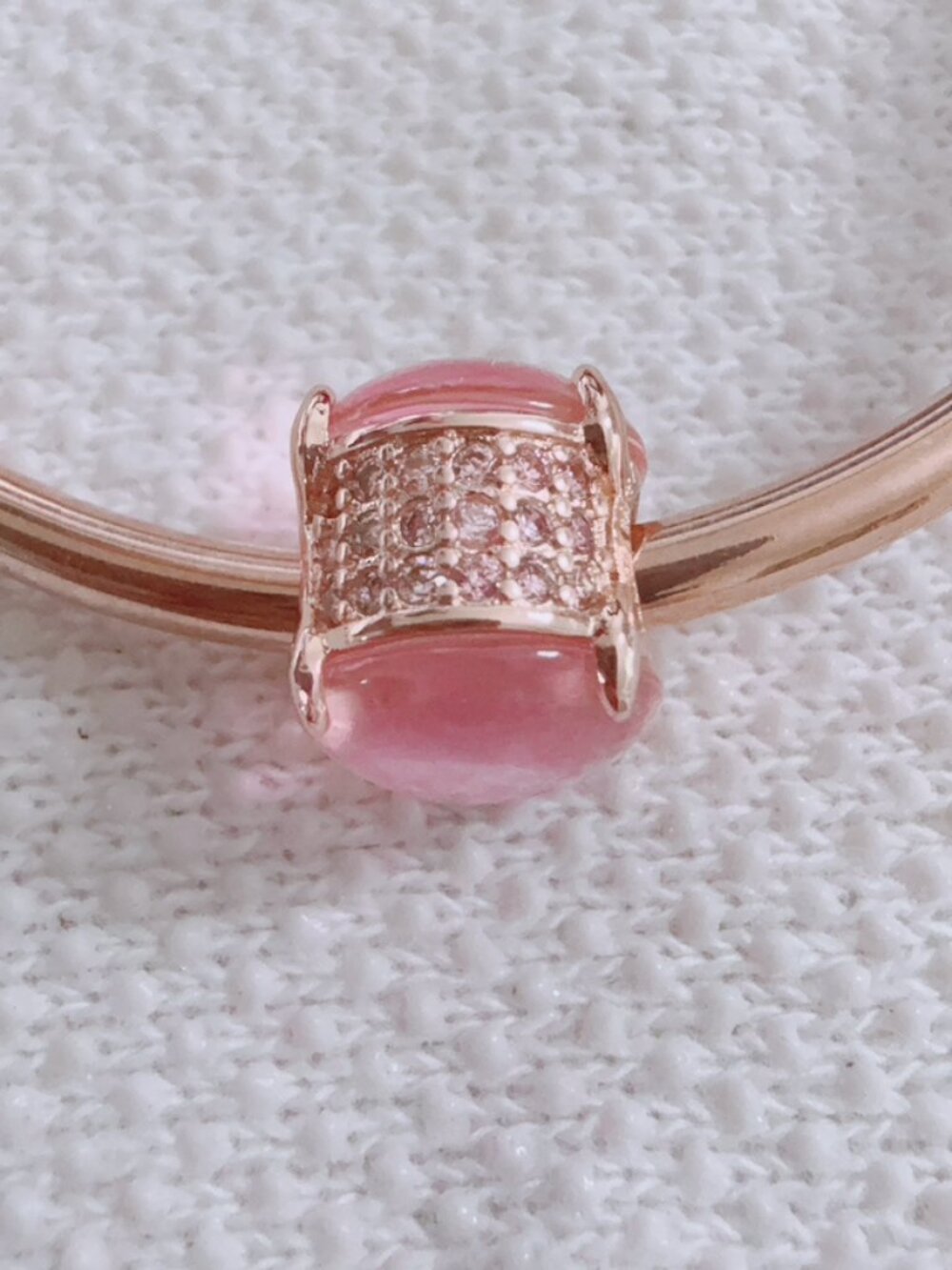Rose Pink Oval Cabochon Charm For Pandora Bracelet